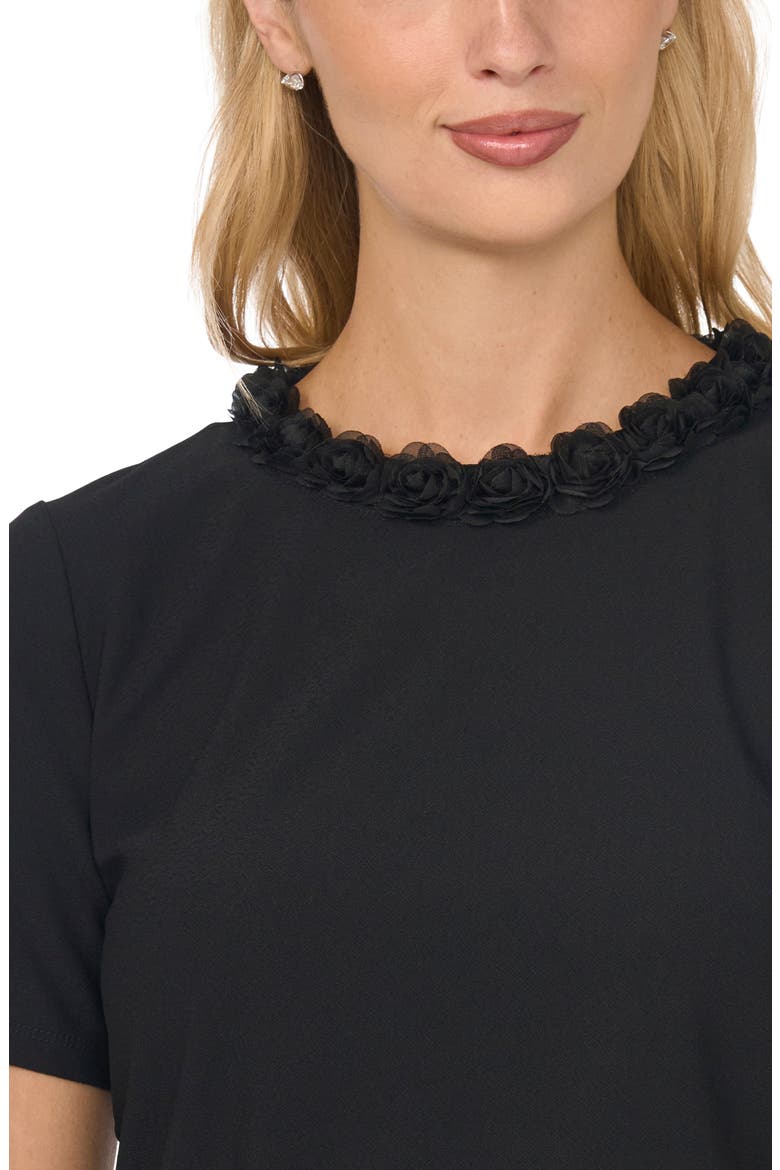 Rosette Trim T-Shirt, Alternate, color, RICH BLACK