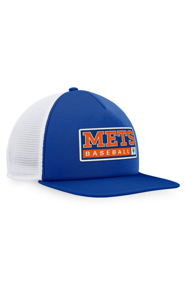 MAJESTIC Men's Majestic Royal/White New York Mets Foam Trucker Snapback Hat, Alternate, color, 