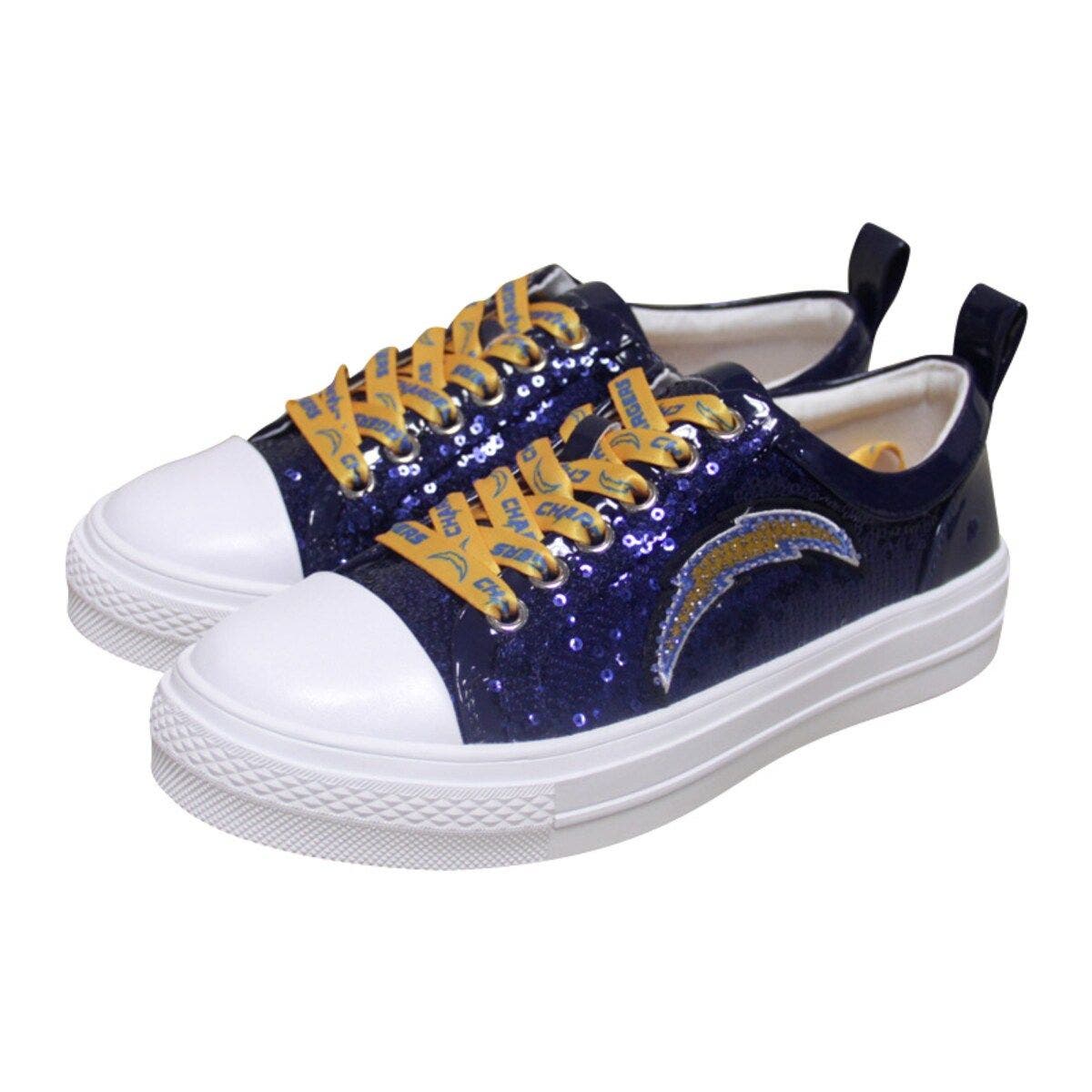 CUCE Women's Cuce Navy Los Angeles Chargers Team Sequin Sneakers, Main, color, 