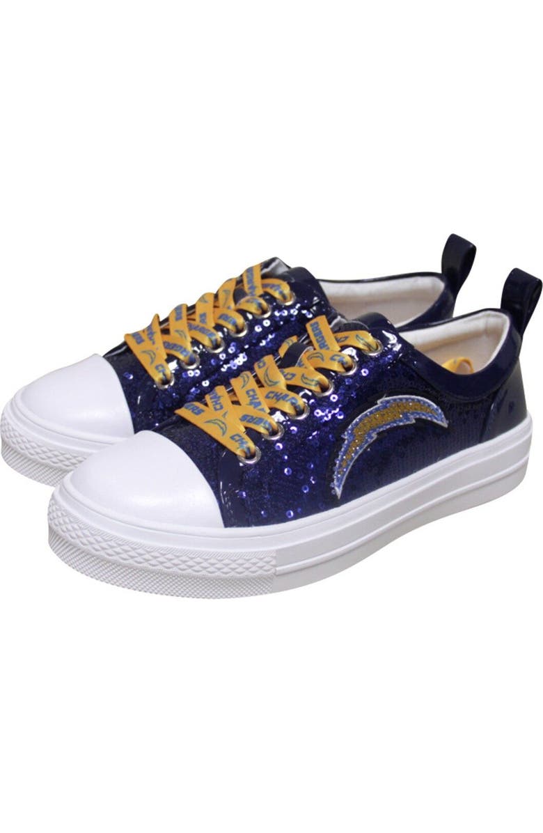 CUCE Women's Cuce Navy Los Angeles Chargers Team Sequin Sneakers, Main, color,
