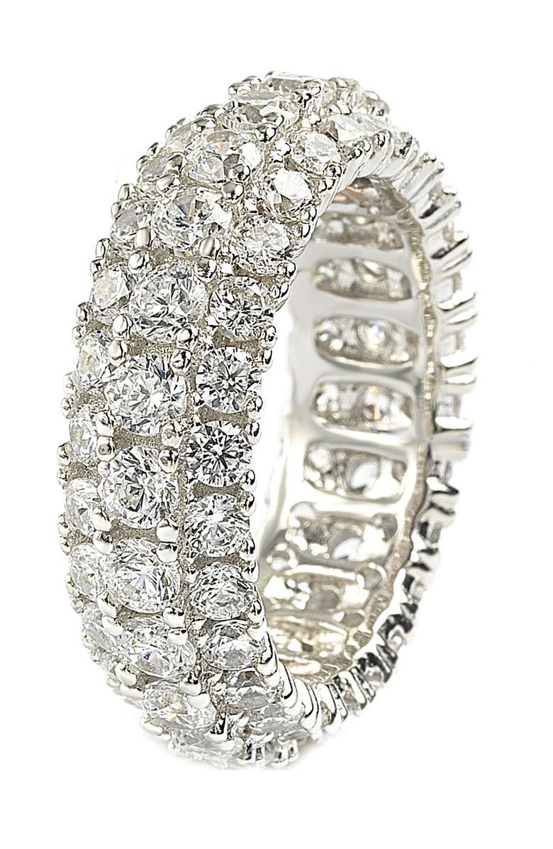 SUZY LEVIAN Sterling Silver White CZ 3 Row Eternity Band, Alternate, color, White