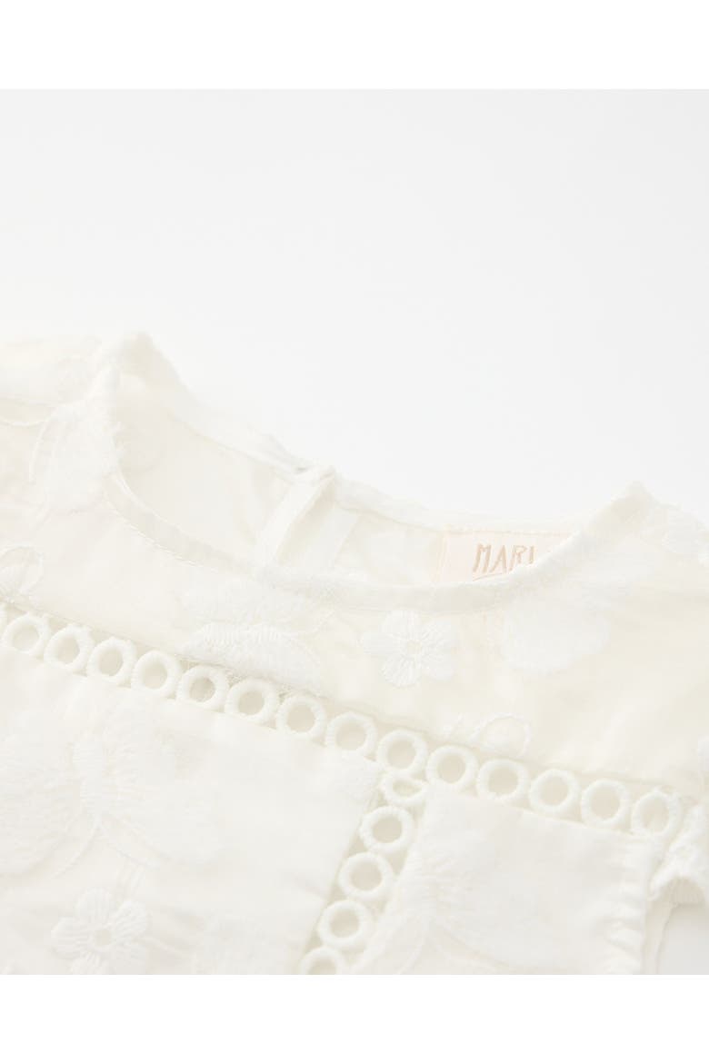Alisha Frill Embroidered Mini Dress, Alternate, color, Creme