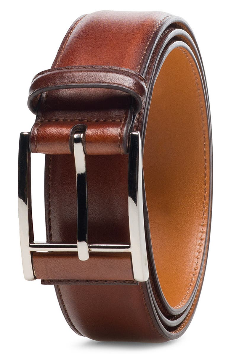 Magnanni Velaz Leather Belt, Main, color, Cognac