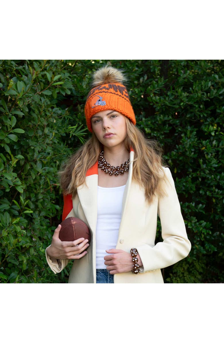 Lele Sadoughi Orange Browns Nfl Beanie With Faux Fur Pom Pom, Alternate, color, Orange 800