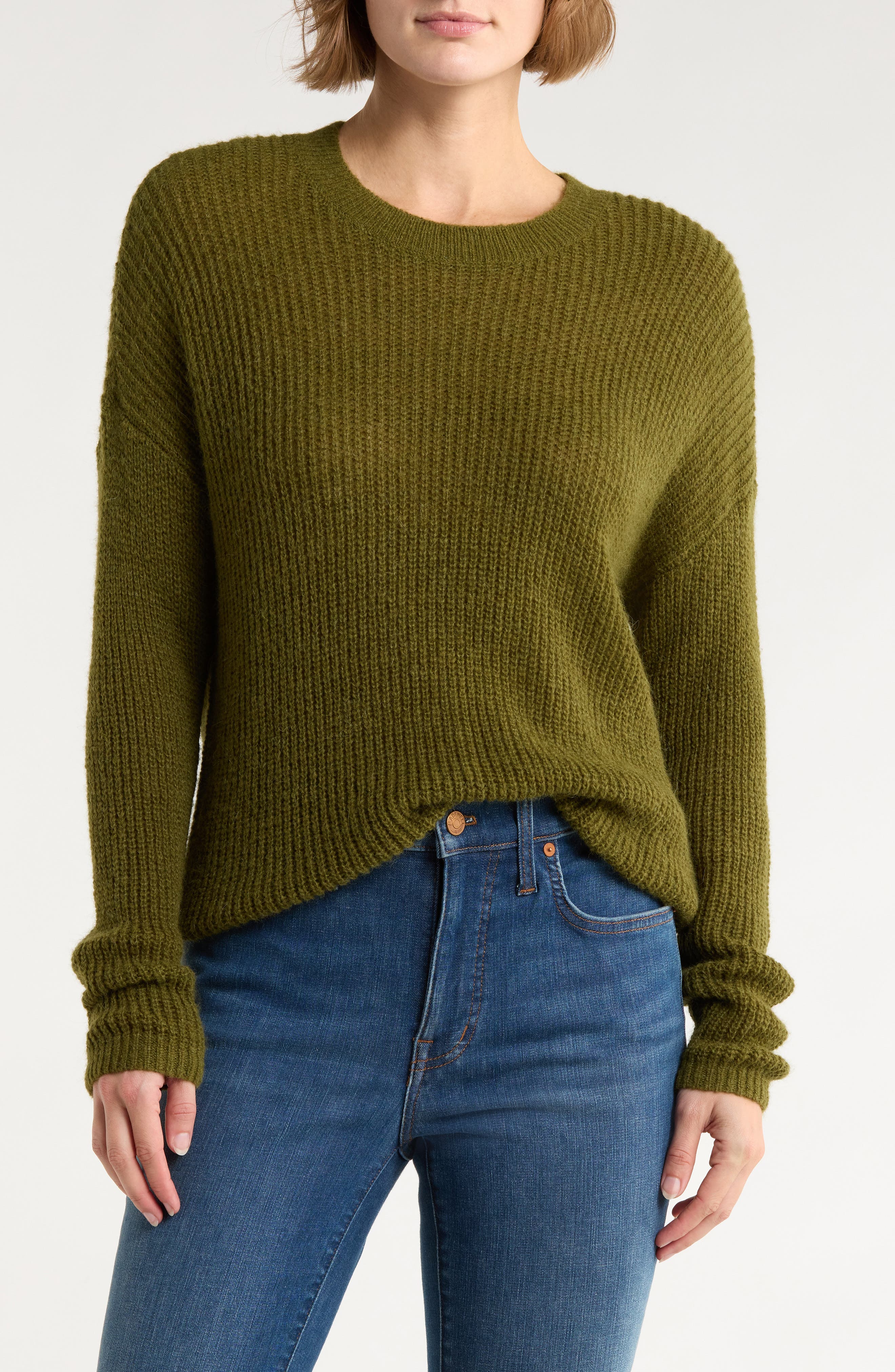 Madewell Ribbed Crewneck Sweater in Heather Loden at Nordstrom Rack, Size Small