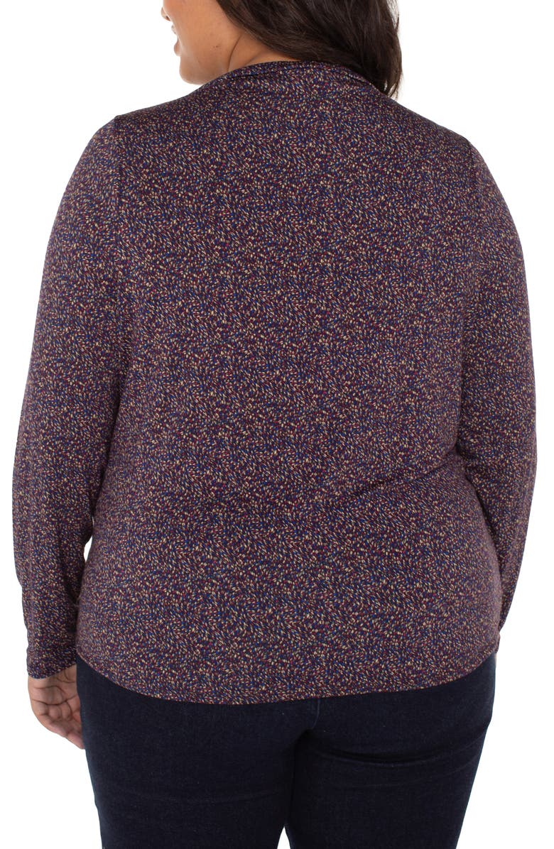 Liverpool Los Angeles Printed Long Sleeve Ruched Jersey Top, Alternate, color, Wine Berry Multi