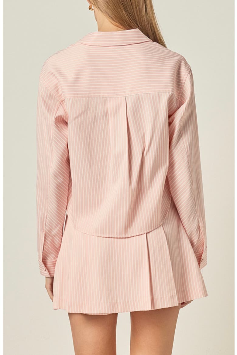 Sports Club Stripe Crop Button-Up Shirt, Alternate, color, PINK/ WHITE