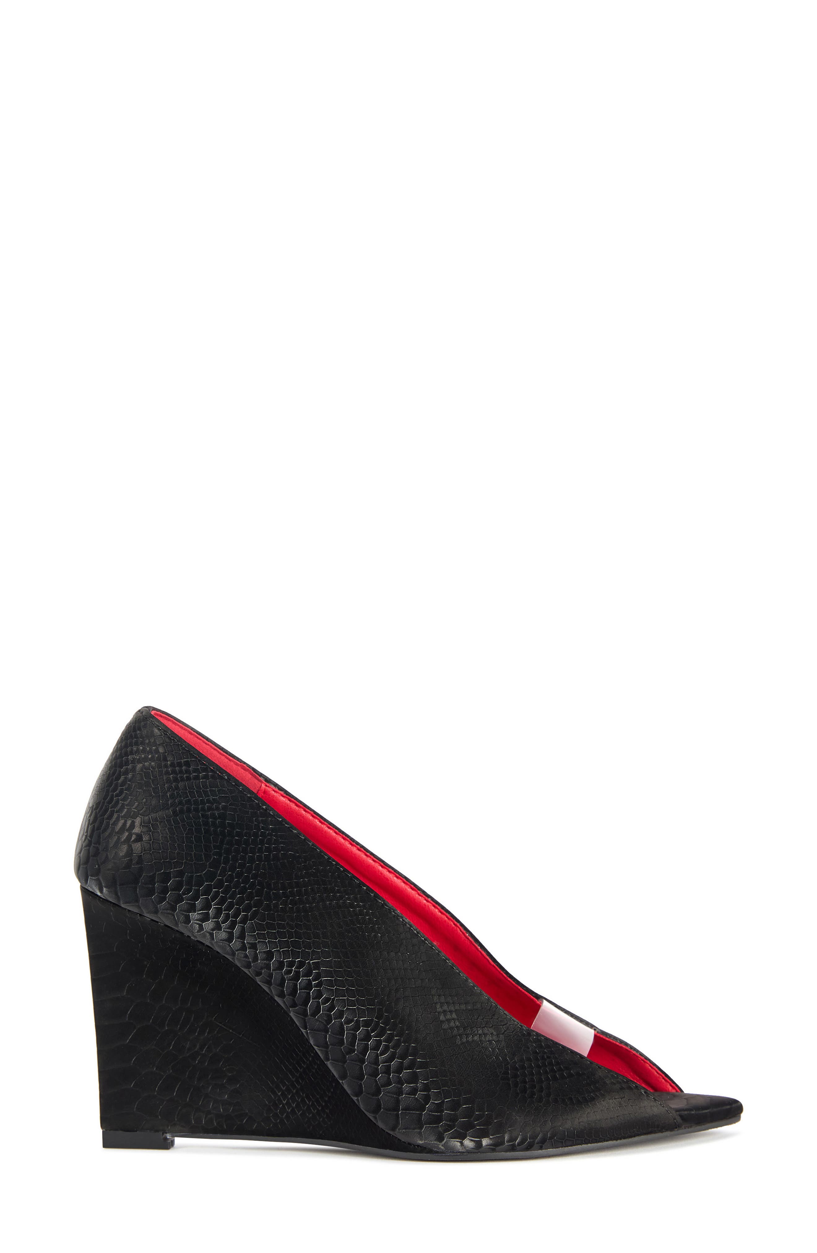 Nicoleta Snakeskin Embossed Wedge Pump, Alternate, color, BLACKMULTI