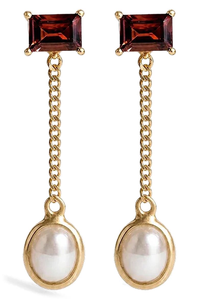 Molten Pearl Asymmetrical Drop Earrings, Main, color, METALLIC GOLD