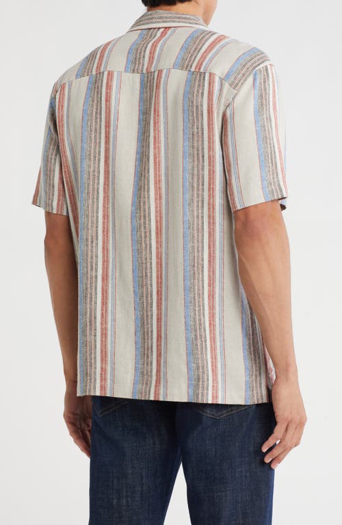 Truth Stripe Linen Blend Camp Shirt In Multi