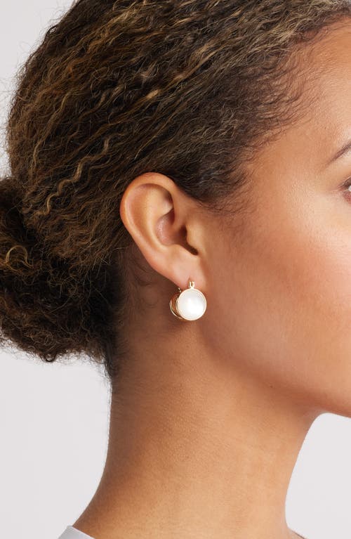 Nordstrom Cabochon Orb Huggie Hoop Earrings In Pearlized White- Gold