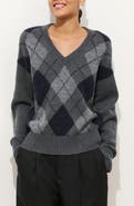 Alex Mill Campbell Argyle Wool Blend V-Neck Sweater