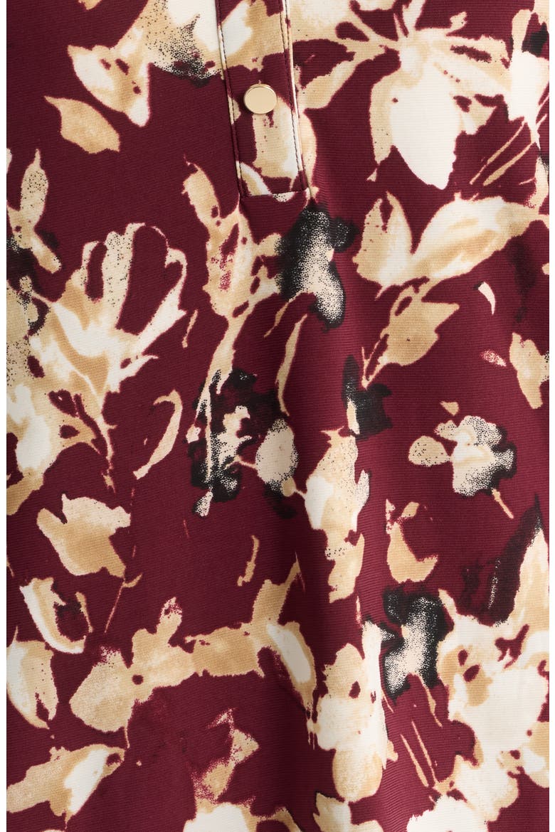 Floral Print Three-Quarter Sleeve Henley, Alternate, color, BAROLO MULTI