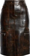 Michael Kors Collection Burnished Leather Cargo Pencil Skirt