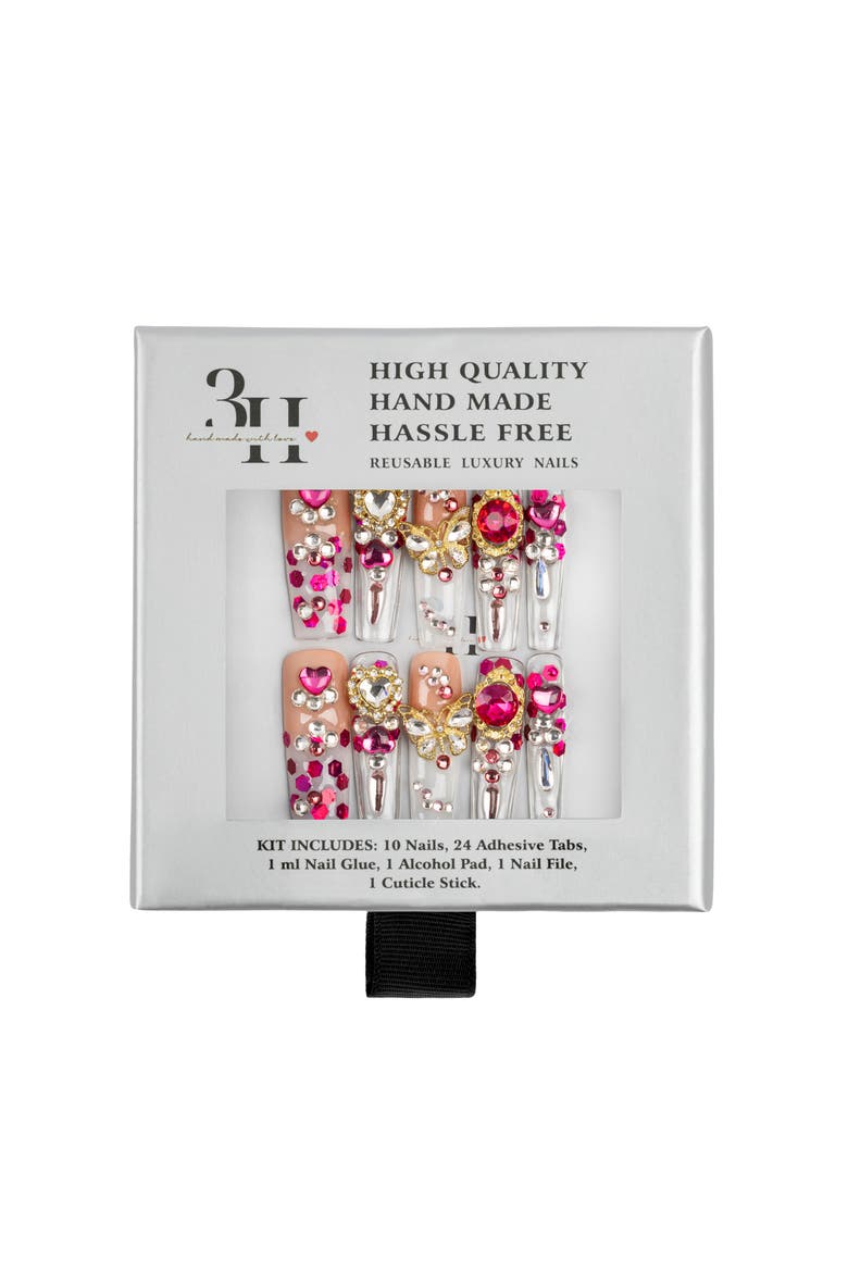Hot Couture Luxury Hand Made Press On Nails, Main, color, Hot Pink