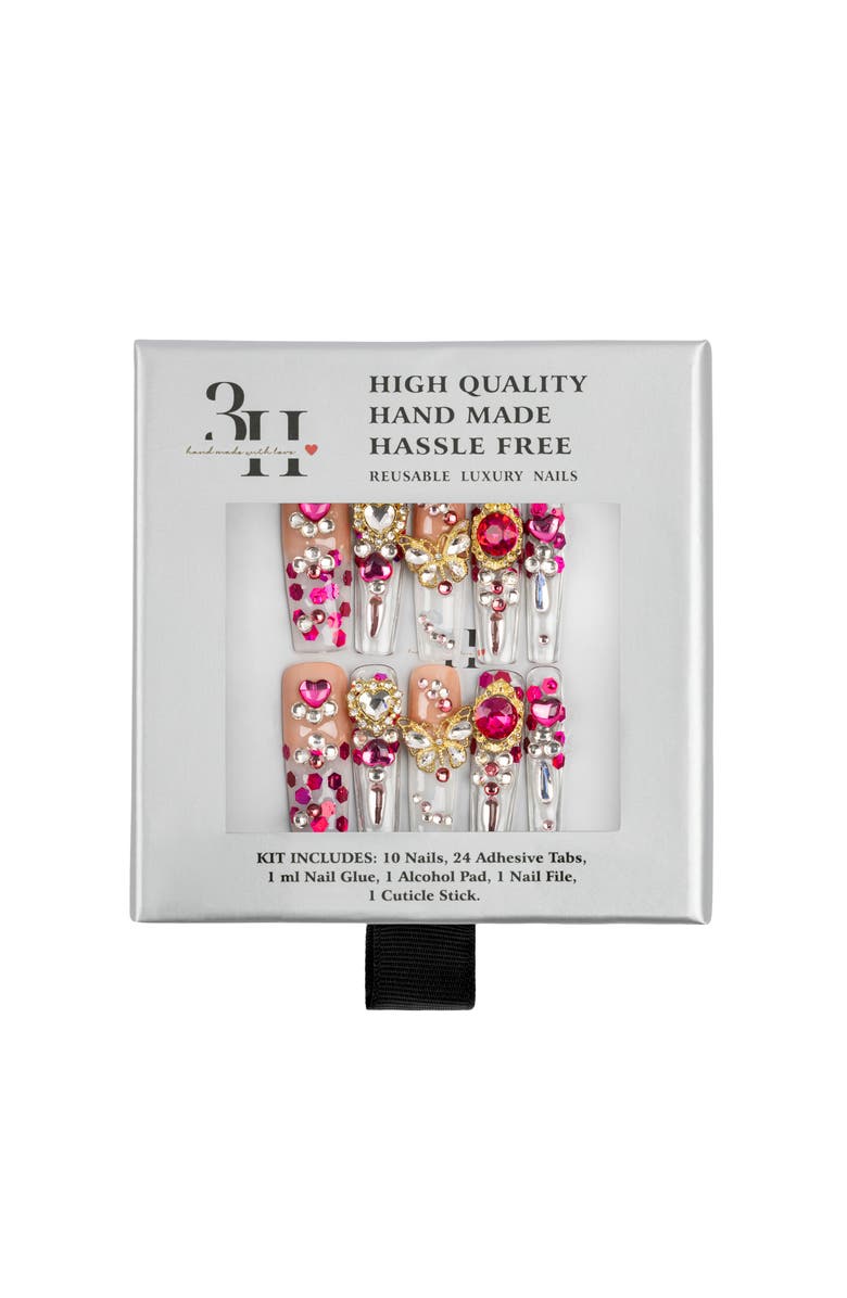 3H Nails Hot Couture Luxury Hand Made Press On Nails, Main, color, Hot Pink