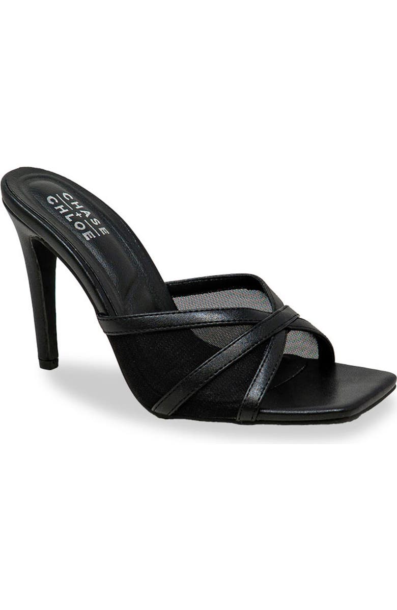 CHASE AND CHLOE Mesh Mule Stiletto Sandal, Main, color, Black