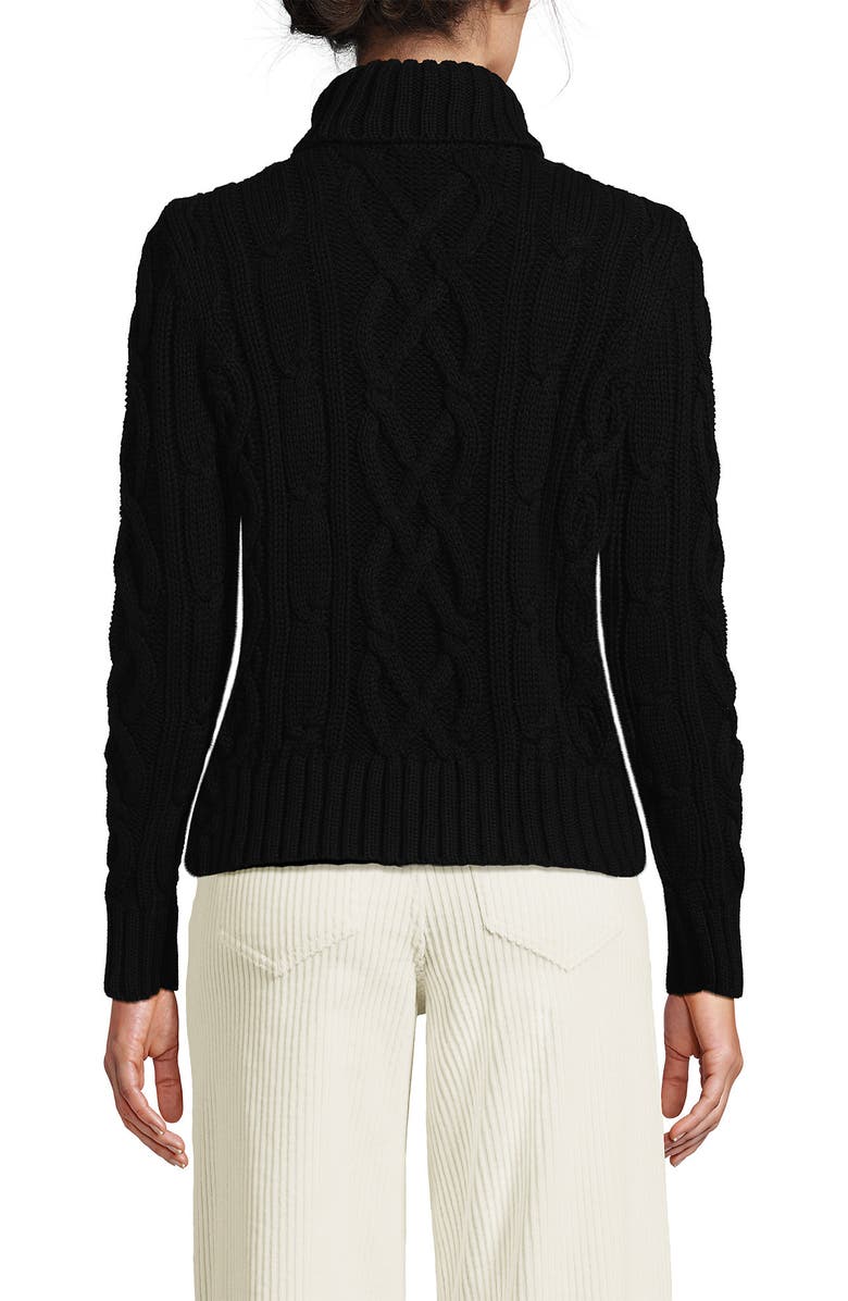 Lands' End Drifter Cable Turtleneck Sweater, Alternate, color,