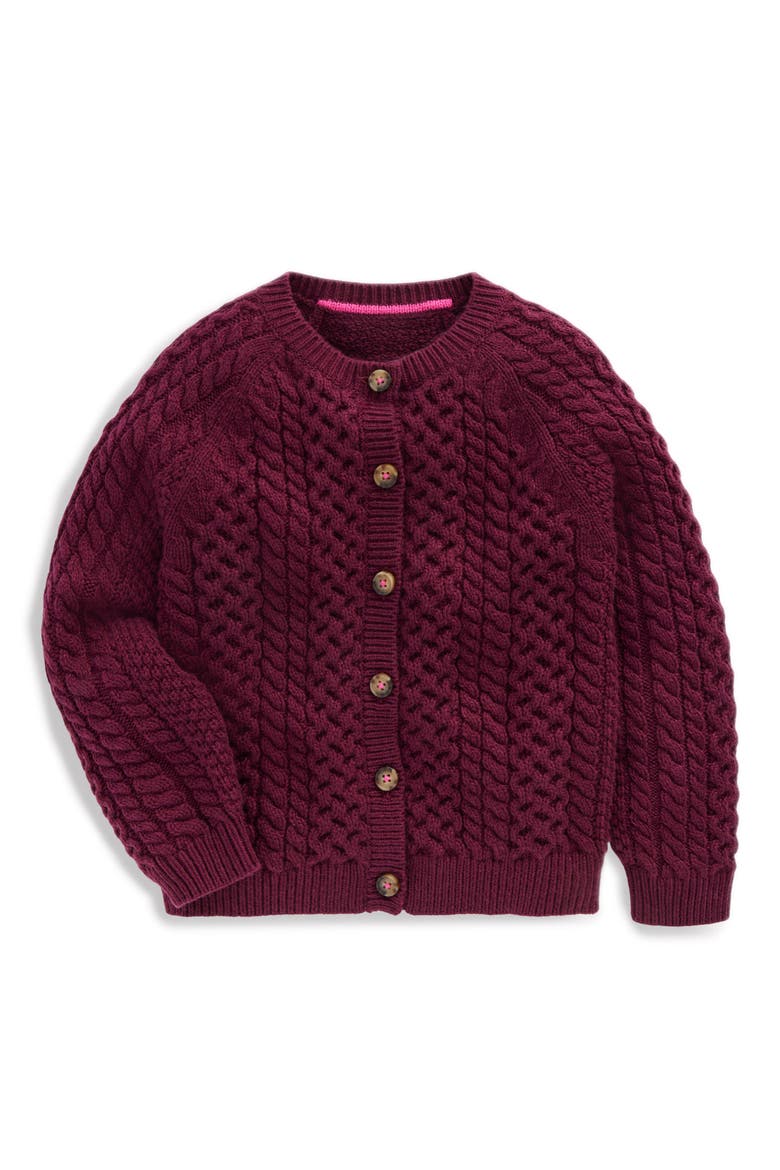 Kids' Heritage Cable Stitch Cardigan, Main, color, PLUM