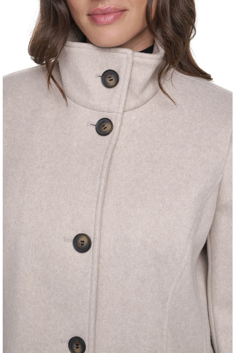 Stand Collar Faux Wool Coat, Alternate, color, BIRCH