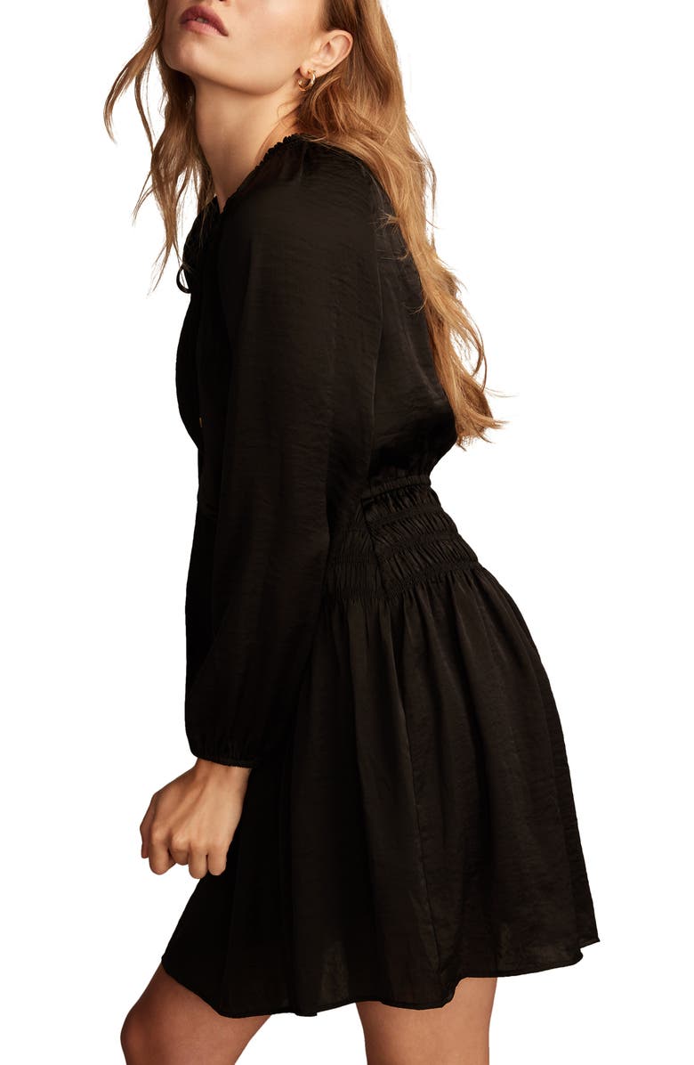 Lucky Brand Long Sleeve Satin Minidress, Alternate, color, Black