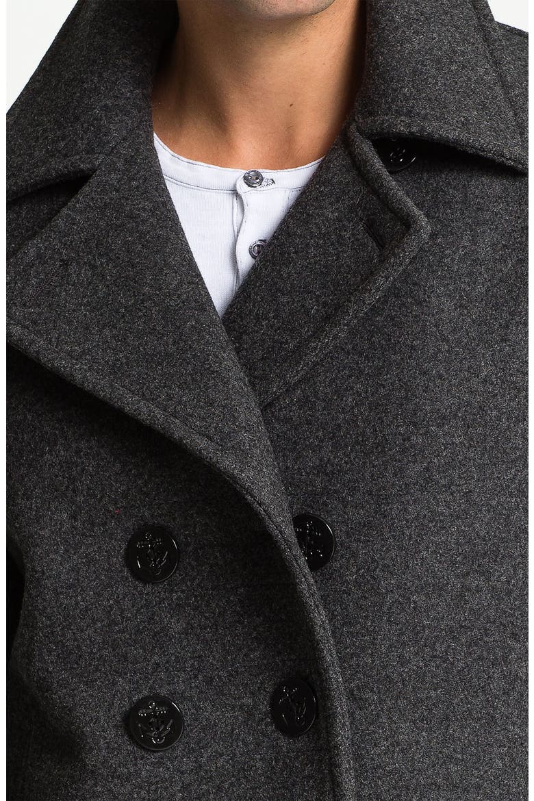 'Dugan' Wool Blend Peacoat, Alternate, color, CHARCOAL