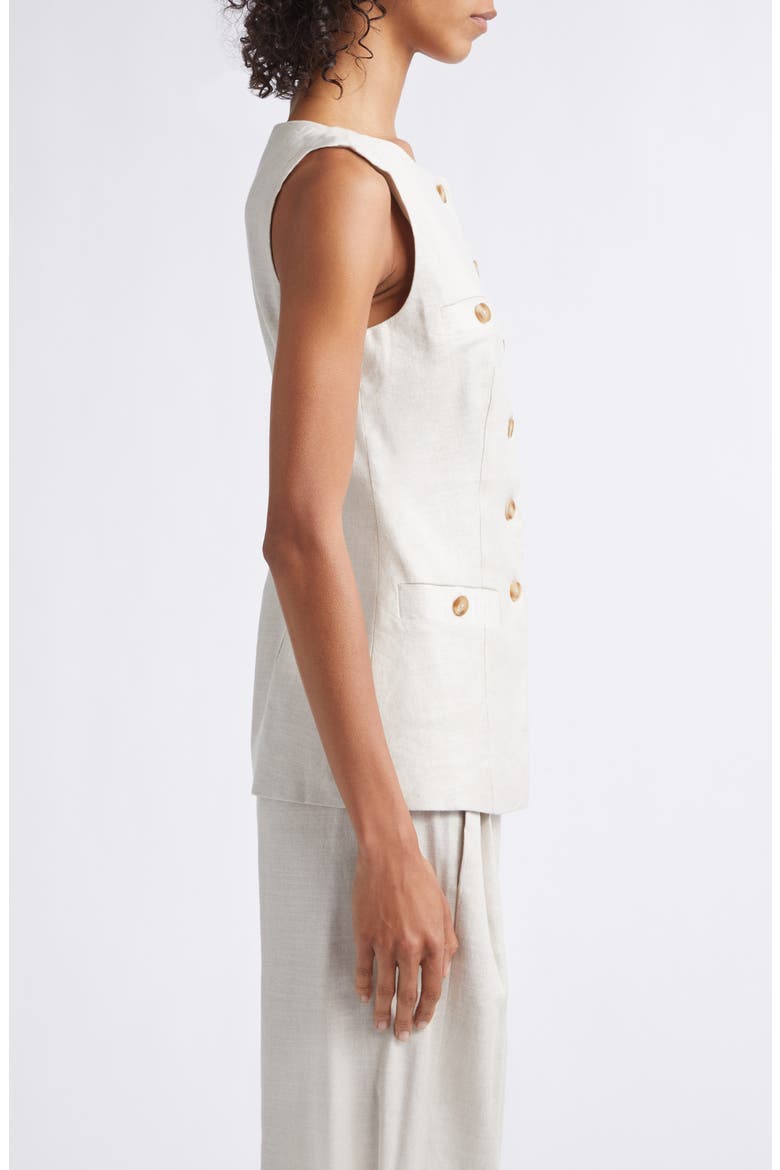 Amra Bateau Neck Linen Blend Vest, Alternate, color, DESERT