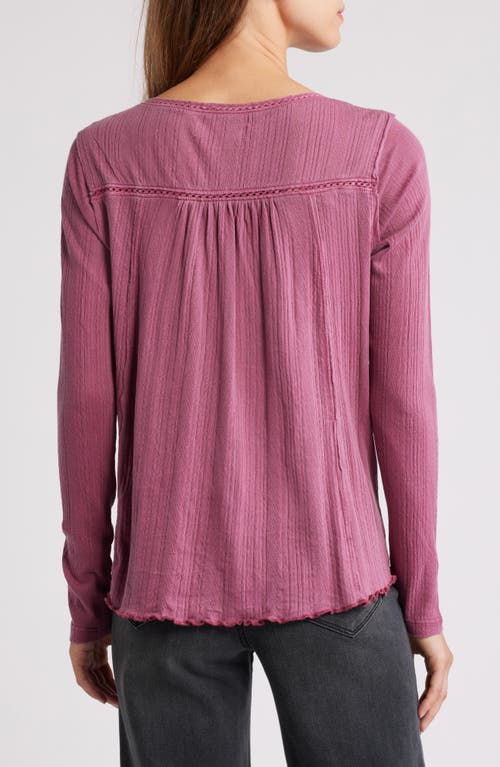 Lucky Brand Lace Trim Knit Top In Pink