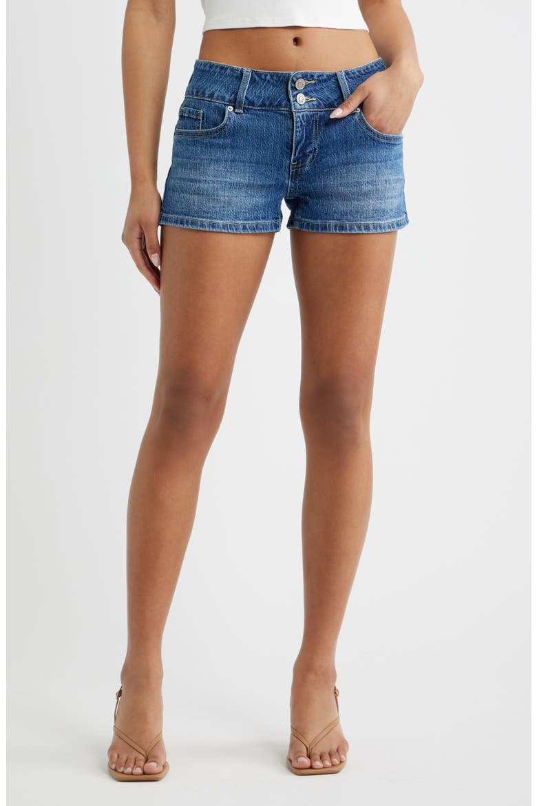 Flap Pocket Denim Shorts, Main, color, DARK BLUE