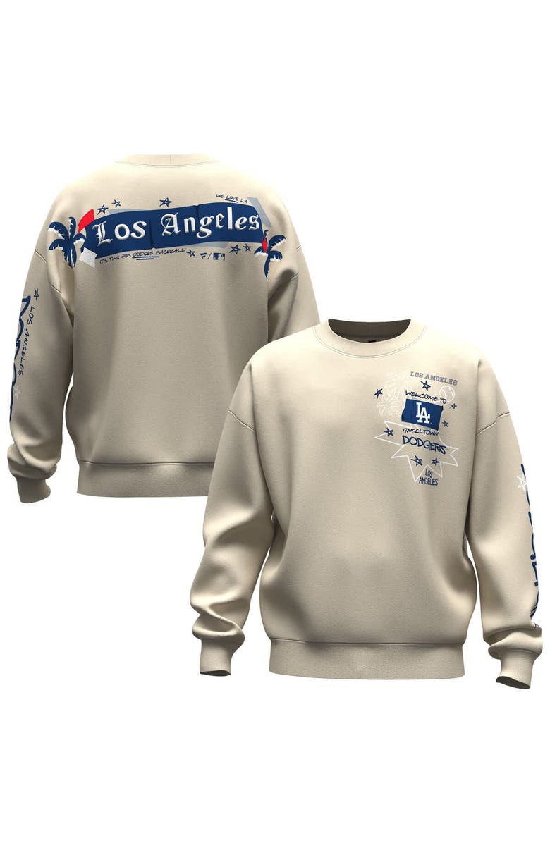 FANATICS Women's Fanatics  Beige Los Angeles Dodgers Graffiti Fleece Sweatshirt, Main, color, Beige