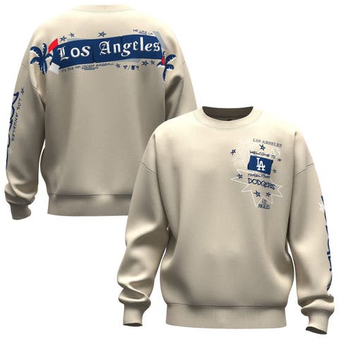Women's Fanatics  Beige Los Angeles Dodgers Graffiti Fleece Sweatshirt