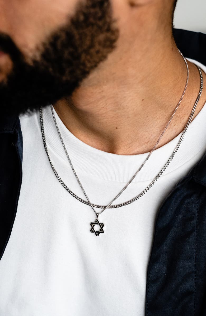 Vincero Star of David Pendant Necklace, Alternate, color, Silver