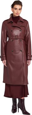 ELLE Collection Faux Leather Trench Coat