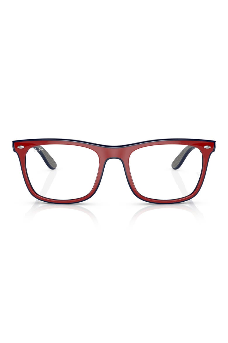 53mm Square Optical Glasses, Main, color, POLISHED RED/ BLUE/ GREY