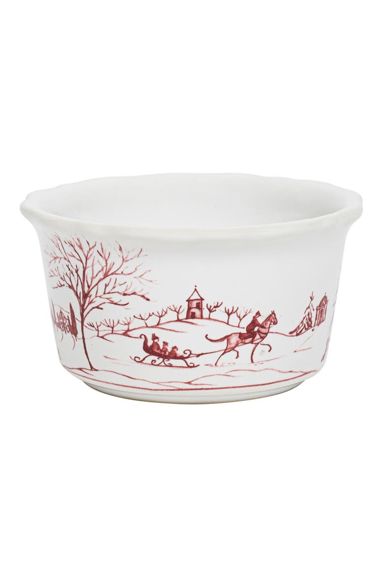 Country Estate Winter Frolic Bowl, Alternate, color, RUBY