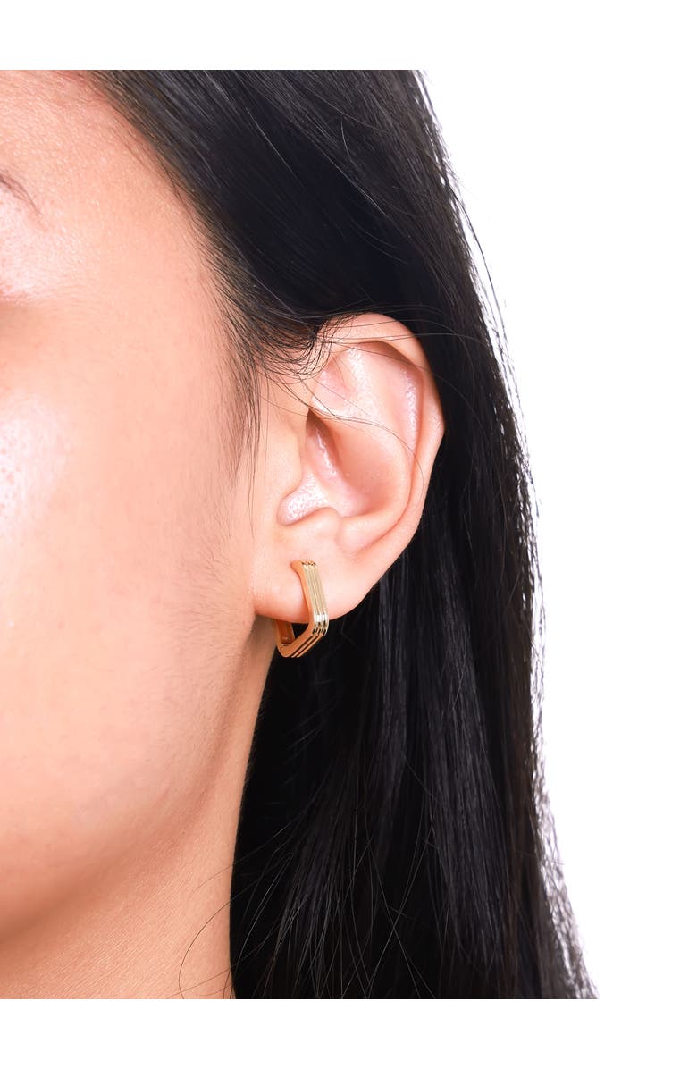 DEVATA Ribbed Square 14mm Hoop Earrings in 14K Gold, Alternate, color, Yellow Gold