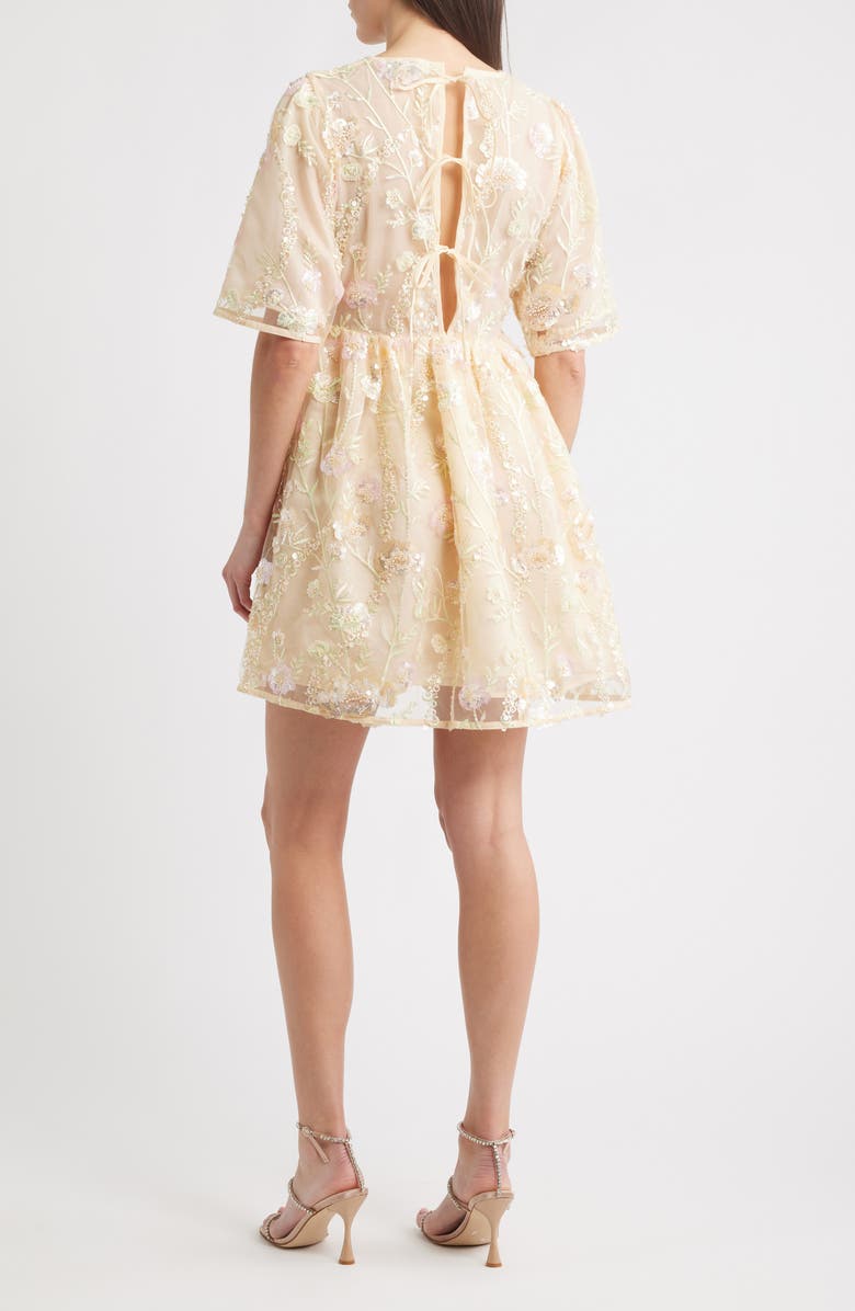 Sister Jane Sunrise Sequin Embellished Babydoll Dress, Alternate, color, Beige