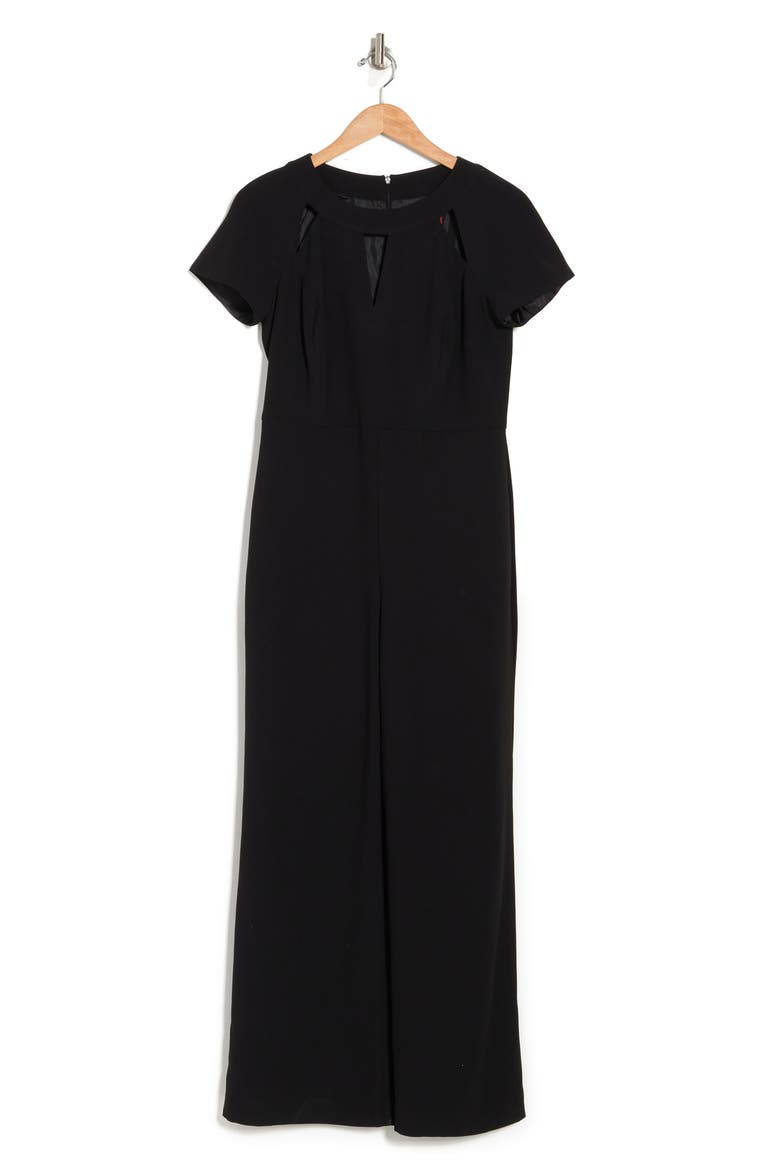 Keyhole Crepe Jumpsuit, Alternate, color, BLACK
