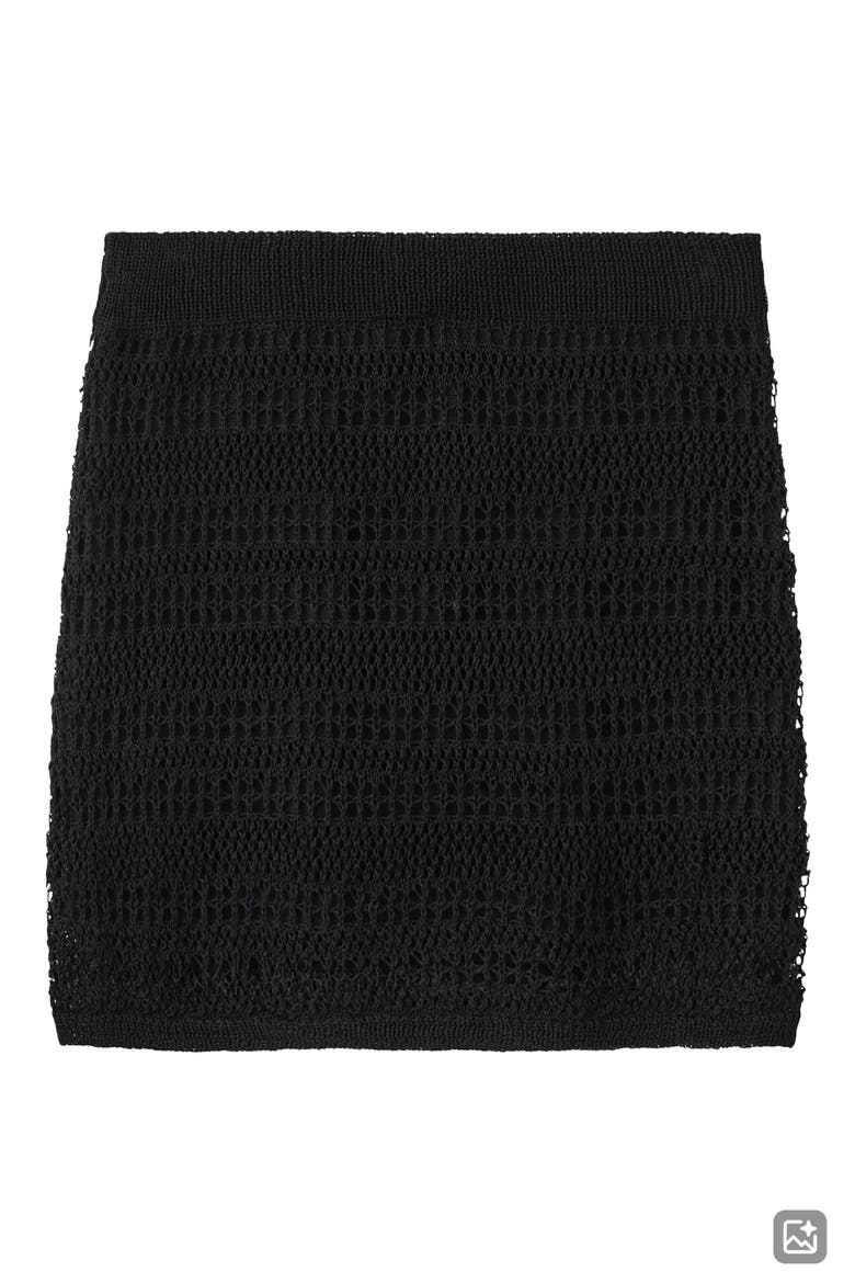 Openwork Knit Skirt, Alternate, color, BLACK