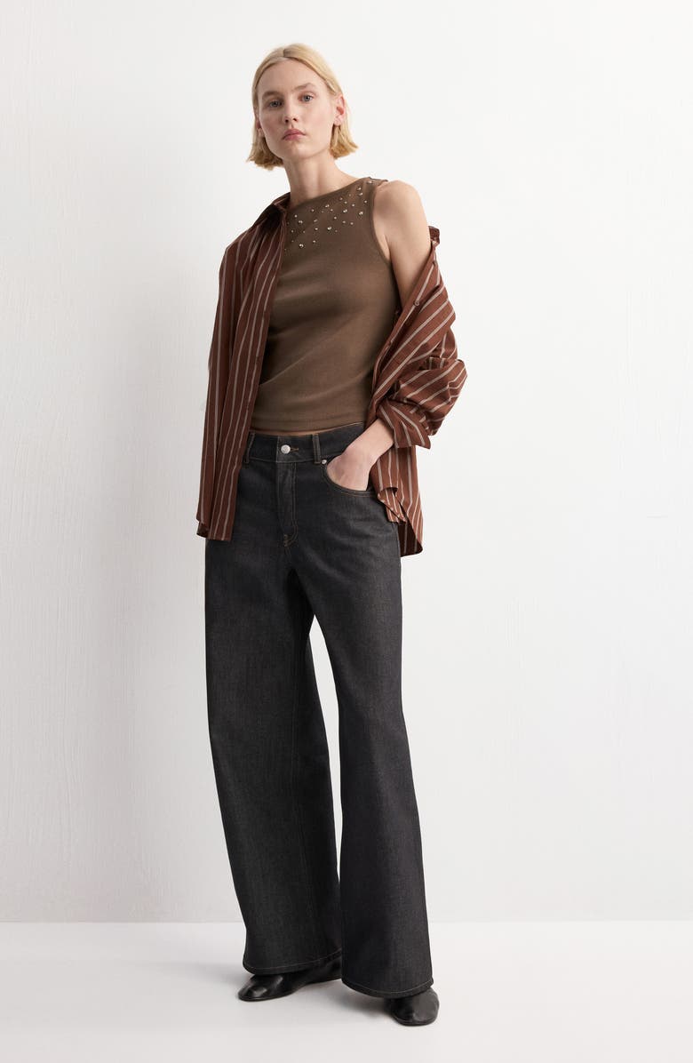 MANGO Studded Sleeveless Sweater, Alternate, color, Light/ Pastel Brown