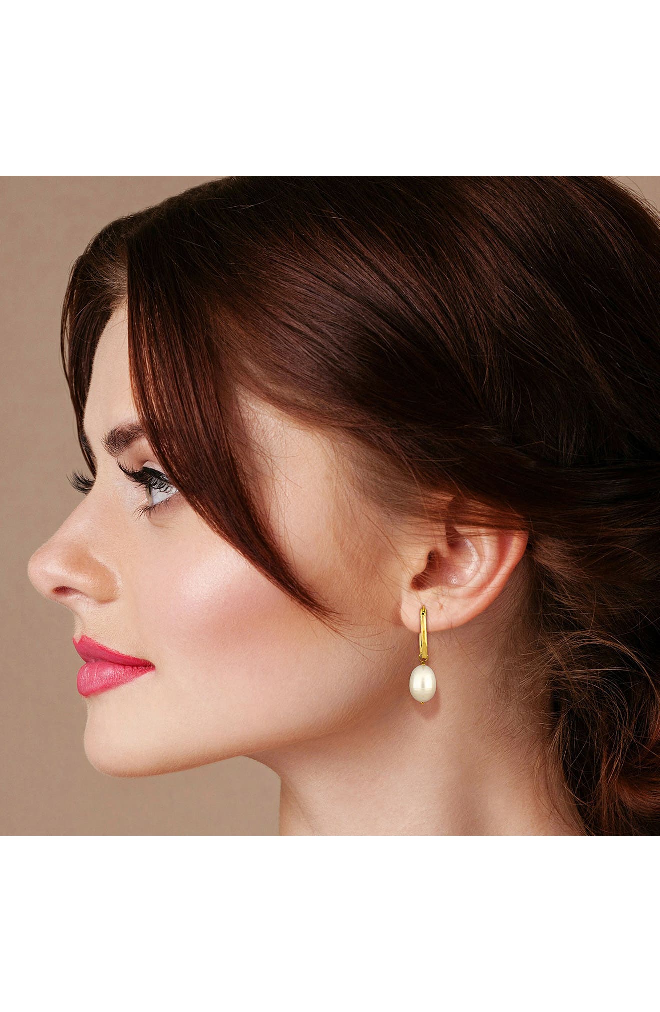 DELMAR 10-10.5mm Rice Shape Cultured Freshwater Pearl Drop Earrings ...