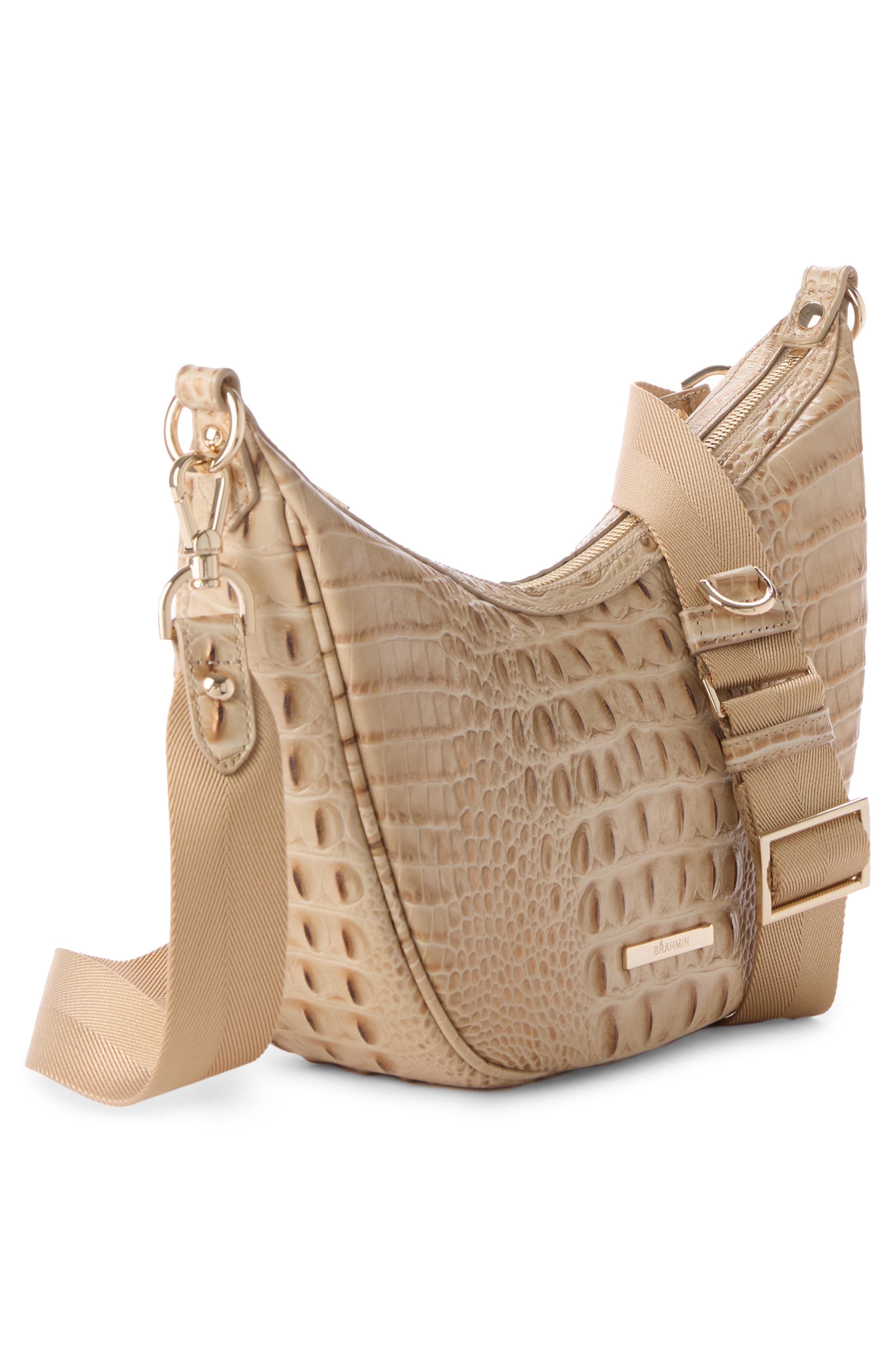 Brahmin Percy Croc Embossed Leather Crossbody Bag, Alternate, color, 