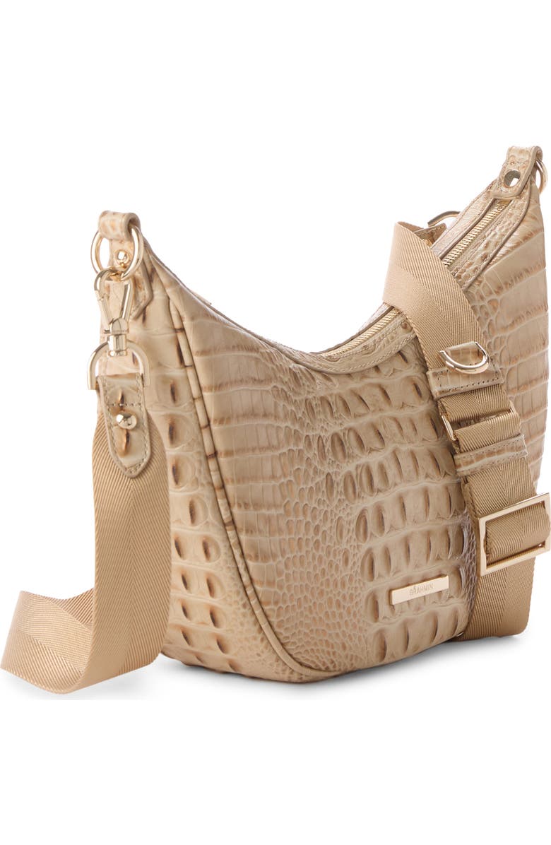 Brahmin Percy Croc Embossed Leather Crossbody Bag, Alternate, color,