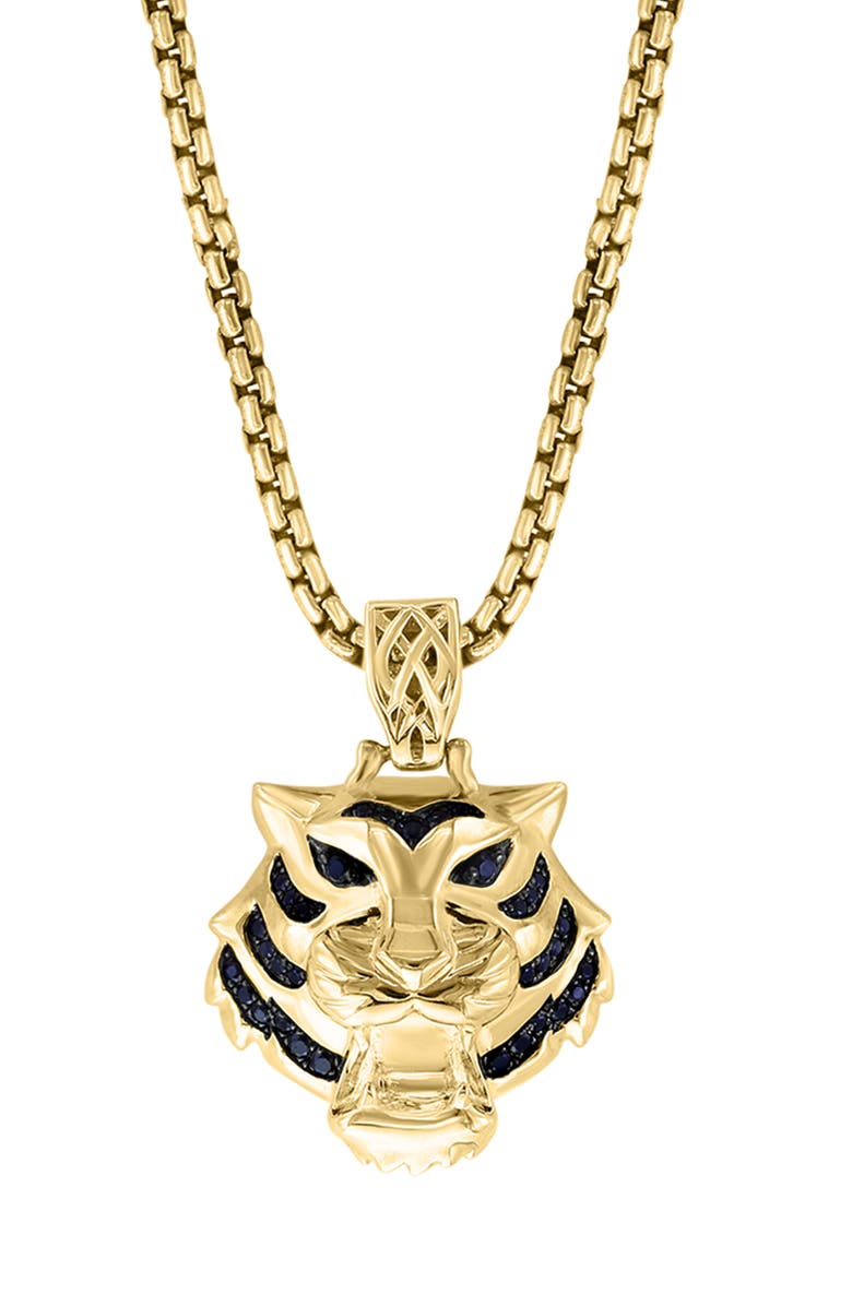 EFFY Men's Black Spinel Tiger Pendant Necklace, Alternate, color, 