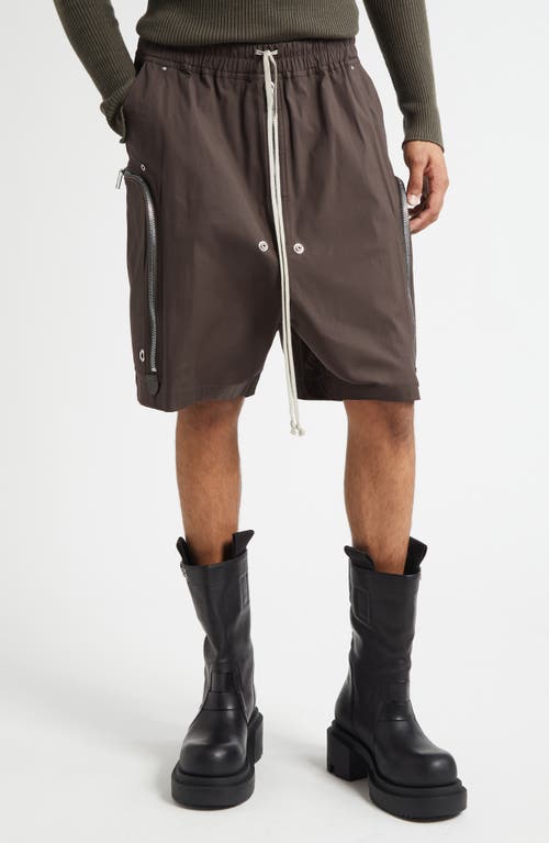 Rick Owens Bauhaus Bela Drawstring Cargo Shorts in Dark Dust  product