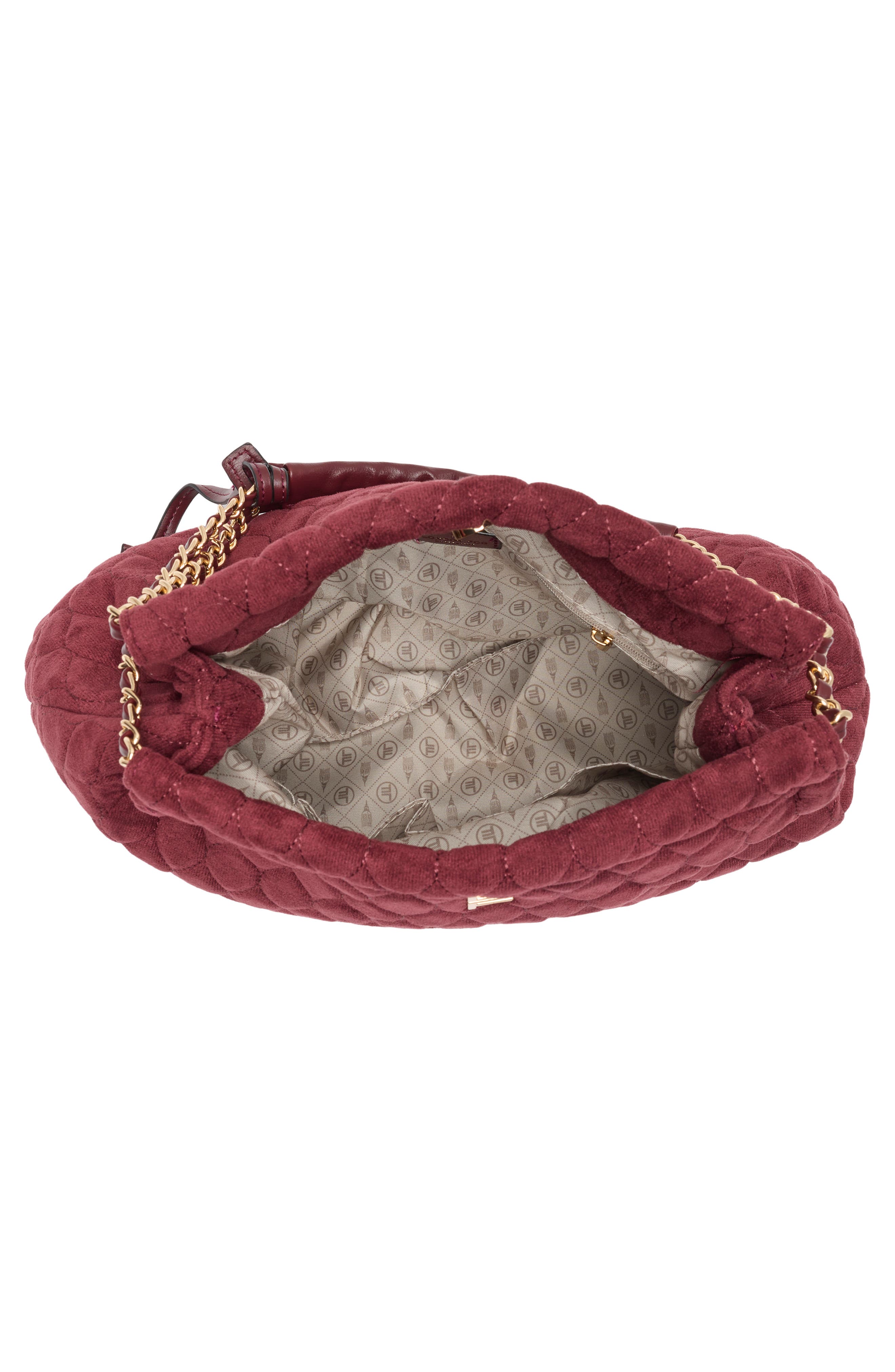 Quilted Faux Suede Hobo, Alternate, color, BORDEAUX