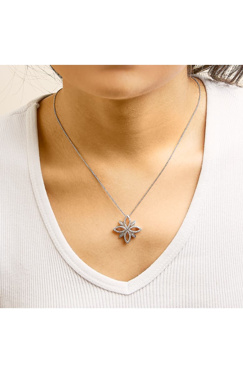Haus of Brilliance Sterling Silver 1/2 Cttw Diamond Floral Cross Pendant Necklace, Alternate, color, Silver