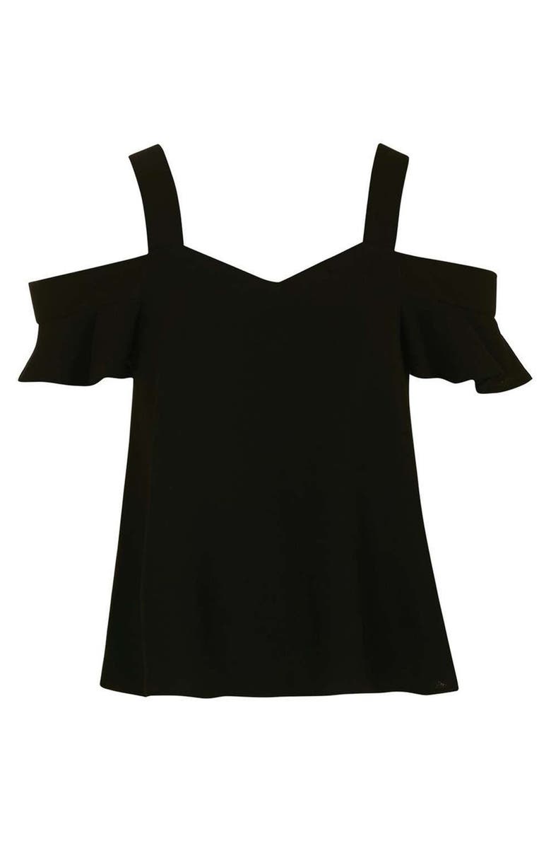 Topshop 'Polly' Ruffle Bardot Top, Alternate, color, 
