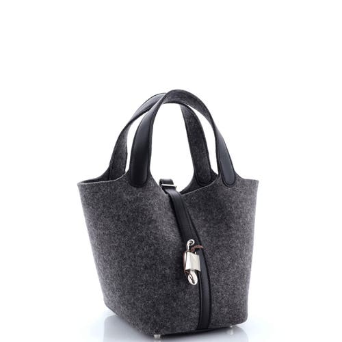 Pre-owned Hermes Hermes Picotin Lock Bag Felt With Leather Pm In Gray
