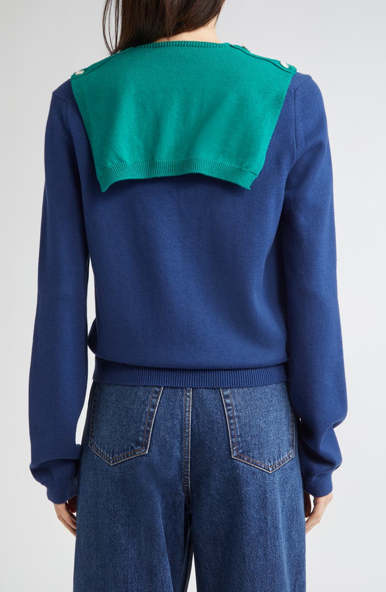 EENK Muffler Layered Wool & Cotton Sweater, Alternate, color, Navy